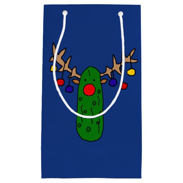 Funny Cute Pickle Reindeer Christmas Gift Bag (Front)