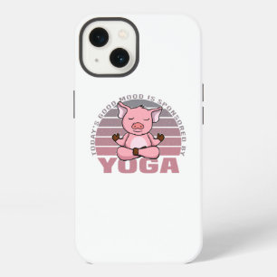 Funny cute pig doing yoga. funny yoga poses iPhone 13 case