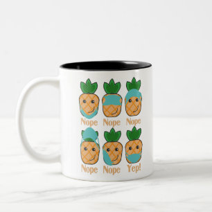 Funny Cute pineapples Fruit Wearing Mask Wrong Two-Tone Coffee Mug