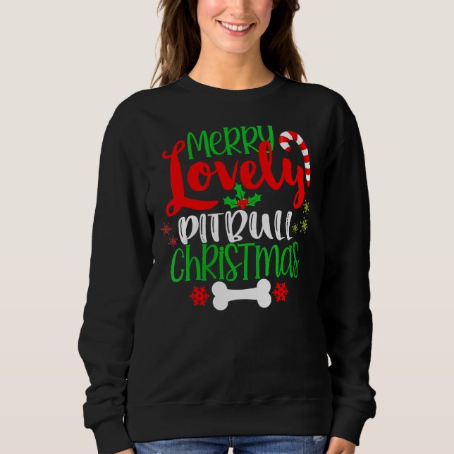 Funny Cute Pitbull Christmas Sweatshirt (Front)