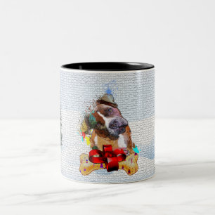 Funny, Cute Pittie Dog Yappy Christmas Two-Tone Coffee Mug