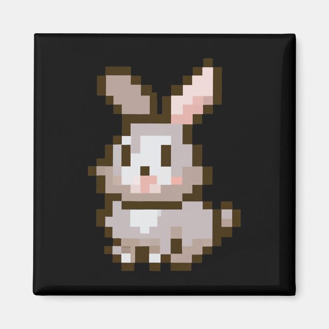Funny Cute Pixelated Easter Video Game Easter Bunn Magnet (Front)
