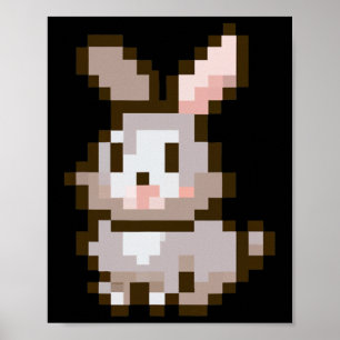 Funny Cute Pixelated Easter Video Game Easter Bunn Poster