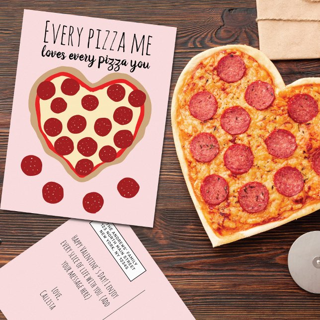 Funny Cute Pizza Heart Valentine's Day Greeting Holiday Postcard (Creator Uploaded)