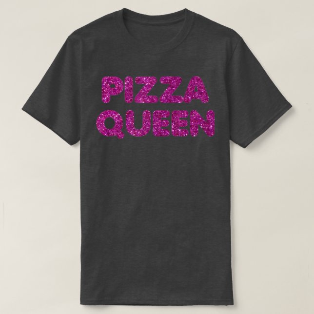 Funny Cute Pizza Queen Purple Glitter 271 T-Shirt (Design Front)