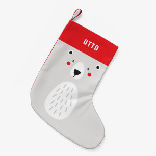 Funny cute polar bear personalised children's small christmas stocking