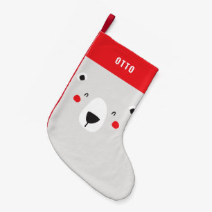 Funny cute polar bear personalised children's small christmas stocking
