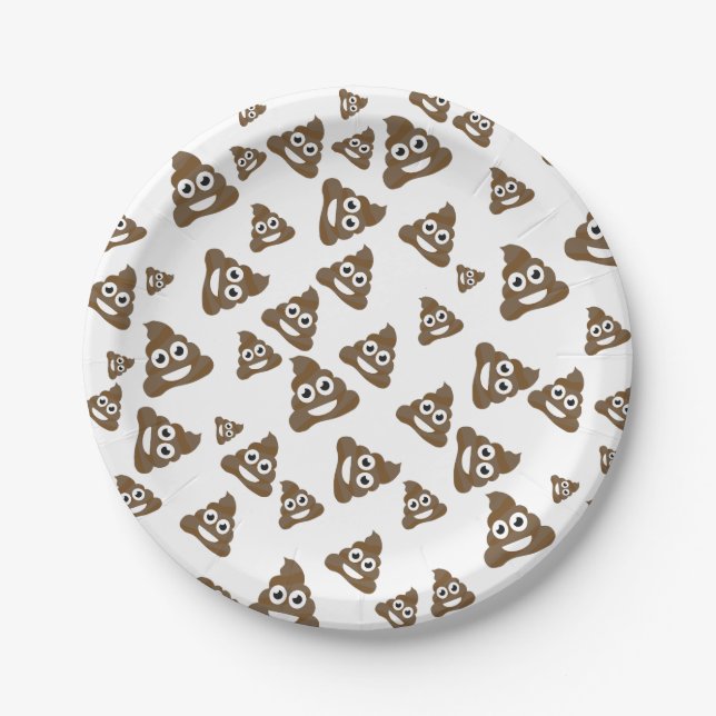 Funny Cute Poop Emoji Pattern Paper Plate (Front)