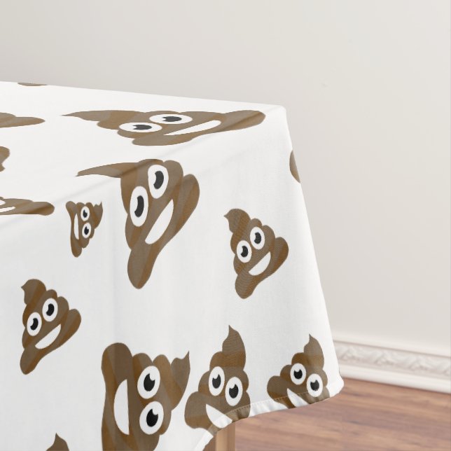 Funny Cute Poop Emoji Pattern Tablecloth (In Situ)
