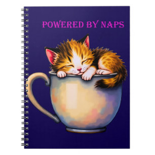 Funny Cute "Powered by Naps" Kitten Notebook