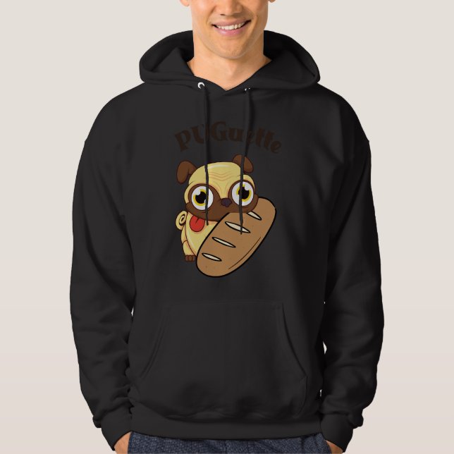 Funny Cute Pug Baguette Classic T-Shirt 124 Hoodie (Front)
