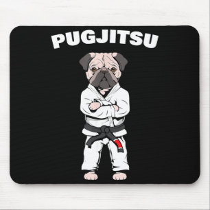 Funny Cute Pug Jiu Jitsu Black Belt Bjj Jiujitsu Mouse Pad