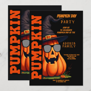 Funny Cute Pumpkin Day Fall Season Autumn Invitation