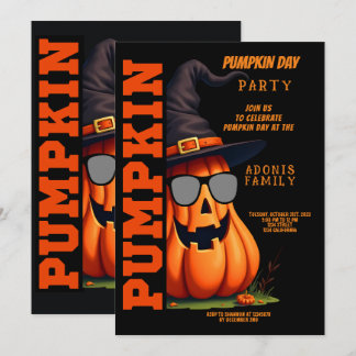 Funny Cute Pumpkin Day Fall Season Autumn Invitation