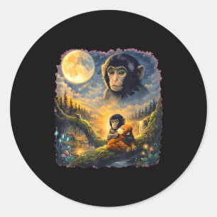 Funny cute punch monkey macaque meme japanese classic round sticker