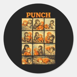 Funny cute punch monkey macaque meme japanese classic round sticker