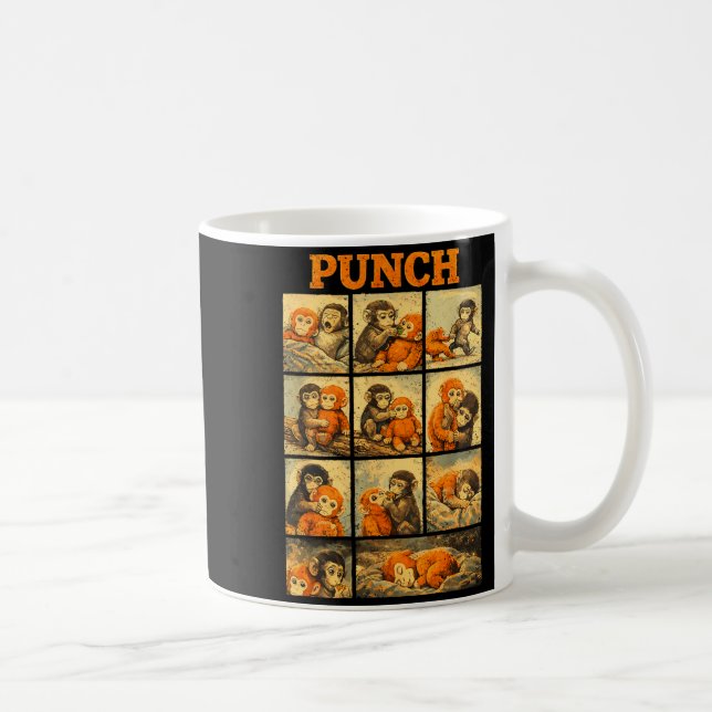 Funny cute punch monkey macaque meme japanese  coffee mug (Right)