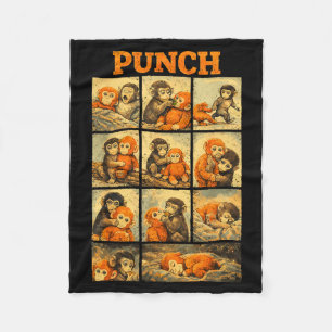 Funny cute punch monkey macaque meme japanese fleece blanket