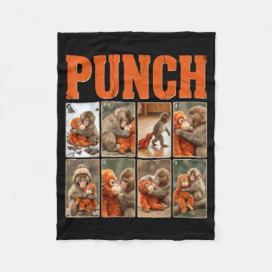Funny cute punch monkey macaque meme japanese fleece blanket
