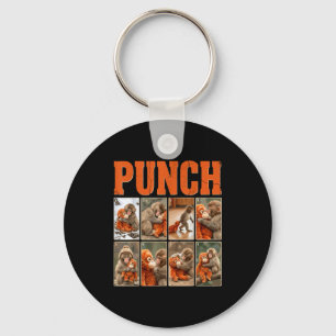 Funny cute punch monkey macaque meme japanese key ring