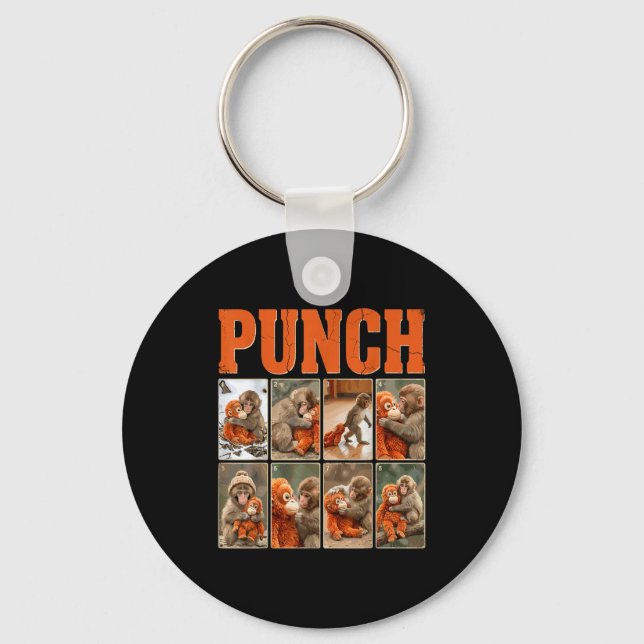 Funny cute punch monkey macaque meme japanese  key ring (Front)
