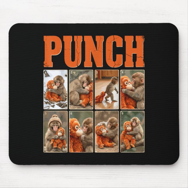 Funny cute punch monkey macaque meme japanese  mouse pad (Front)