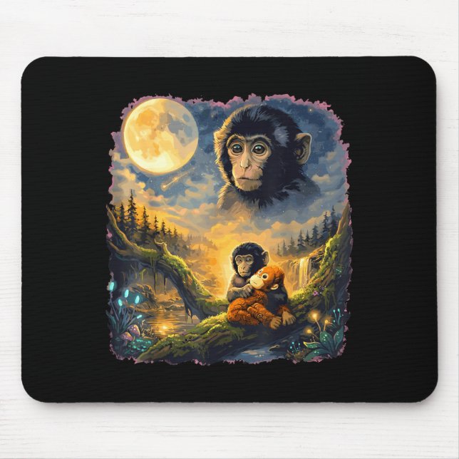Funny cute punch monkey macaque meme japanese  mouse pad (Front)