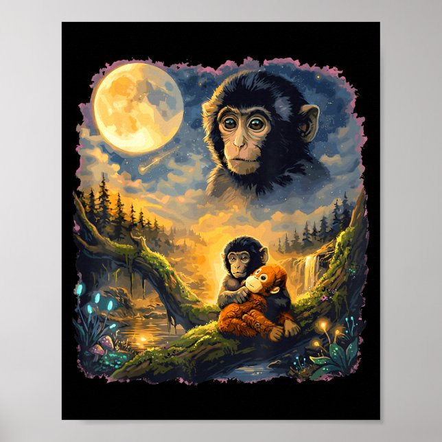Funny cute punch monkey macaque meme japanese  poster (Front)