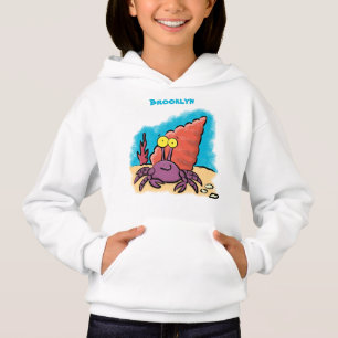 Funny cute purple cartoon hermit crab