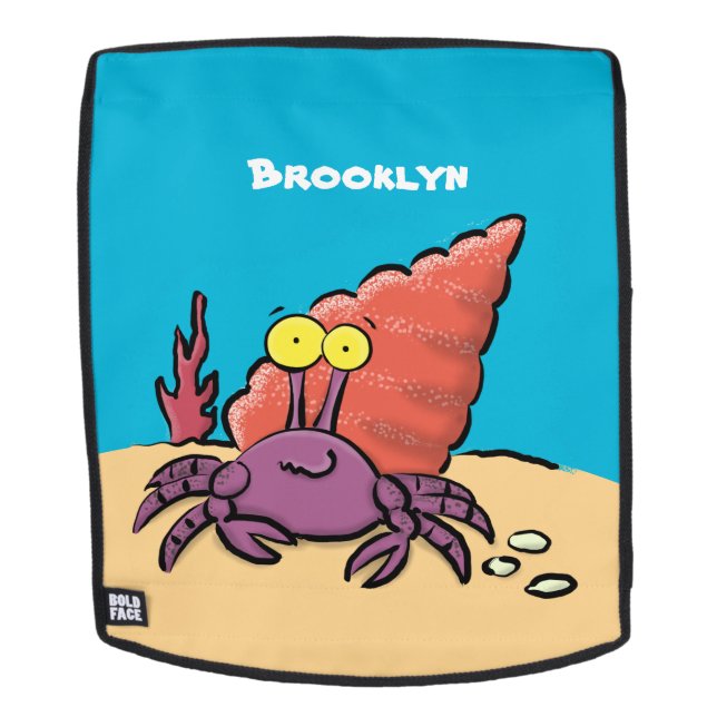 Funny cute purple cartoon hermit crab backpack (Removable Face)