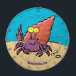 Funny cute purple cartoon hermit crab dartboard<br><div class="desc">This happy hermit crab cartoon is a bright and colourful purple and orange. Take me to the sea!</div>