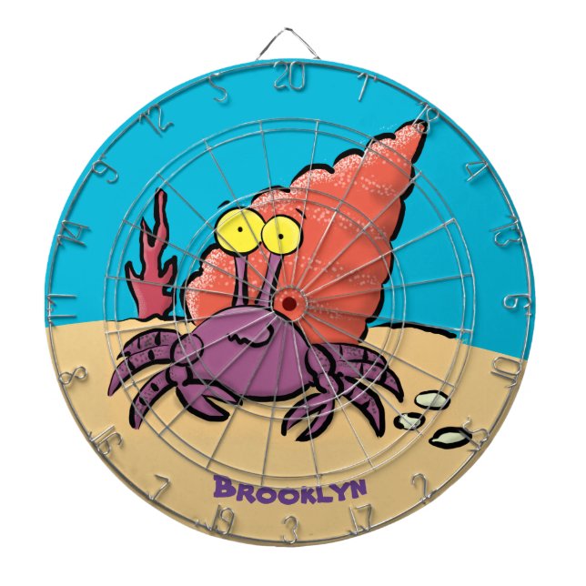 Funny cute purple cartoon hermit crab dartboard (Front)