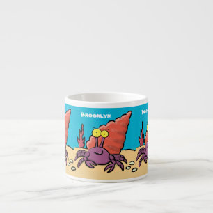 Funny cute purple cartoon hermit crab espresso cup