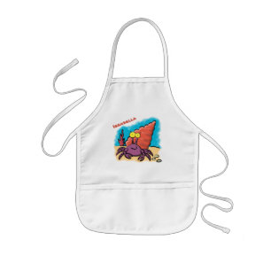 Funny cute purple cartoon hermit crab kids apron