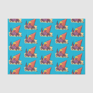 Funny cute purple cartoon hermit crab tissue paper
