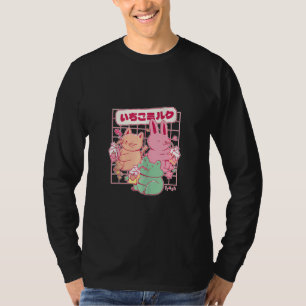 Funny Cute Rabbit Cat & Frog Drinking Fresh Strawb T-Shirt