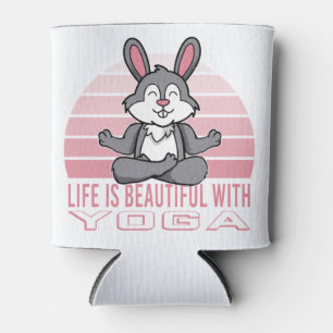 Funny cute rabbit doing yoga. funny yoga poses can cooler