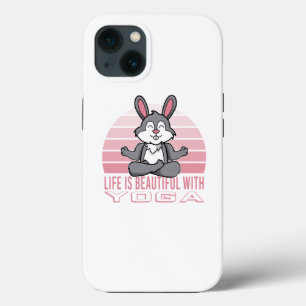 Funny cute rabbit doing yoga. funny yoga poses iPhone 13 case