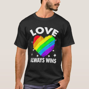 Funny Cute Rainbow Heart Love Wins Pride LGBT T-Shirt