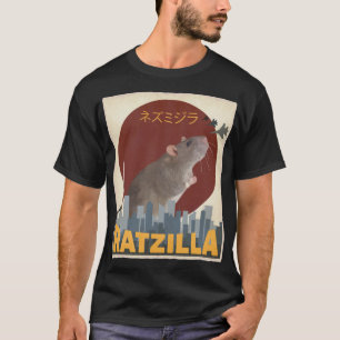 Funny Cute Ratzilla Rat Mouse Japanese Anime Graph T-Shirt