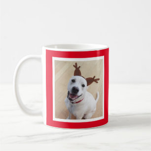 Funny Cute Reindeer Puppy Dog Red Christmas Coffee Mug