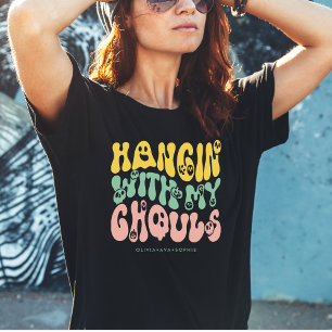 Funny Cute Retro Halloween Ghouls Custom Name T-Shirt