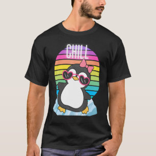 Funny Cute Retro Sunset Gift for Penguin Lovers Of T-Shirt