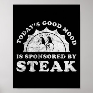 Funny Cute Retro Vintage Steak Or Meat Bbq Barbecu Poster