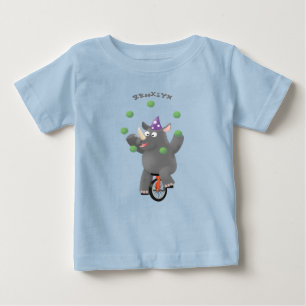 Funny cute rhino juggling on unicycle baby T-Shirt