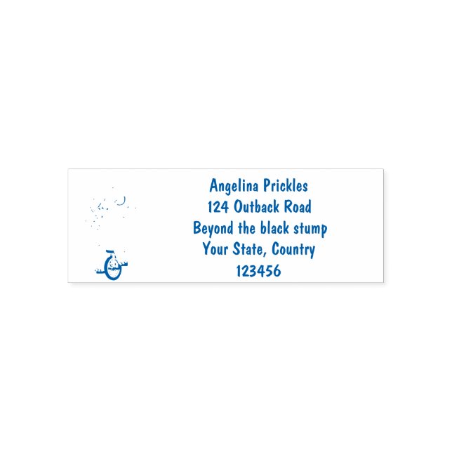 Funny cute rhino juggling on unicycle self-inking stamp (Design)