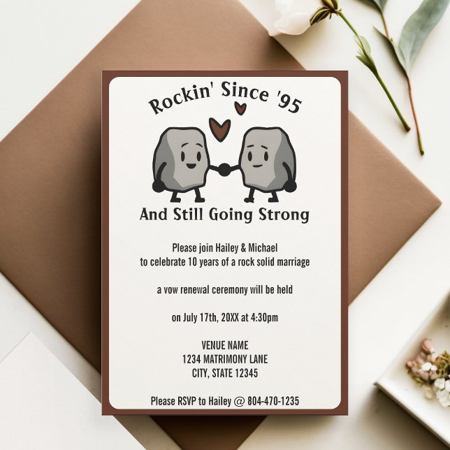 Funny Cute Rock Wedding Anniversary Vow Renewal Invitation (Funny Cute Rock Wedding Anniversary Vow Renewal Invitation)