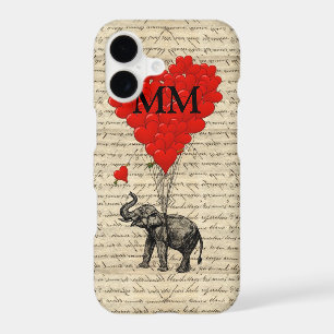 Funny cute romantic elephant and heart
