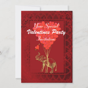 Funny cute romantic elephant invitation