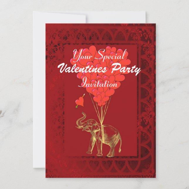Funny cute romantic elephant invitation (Front)